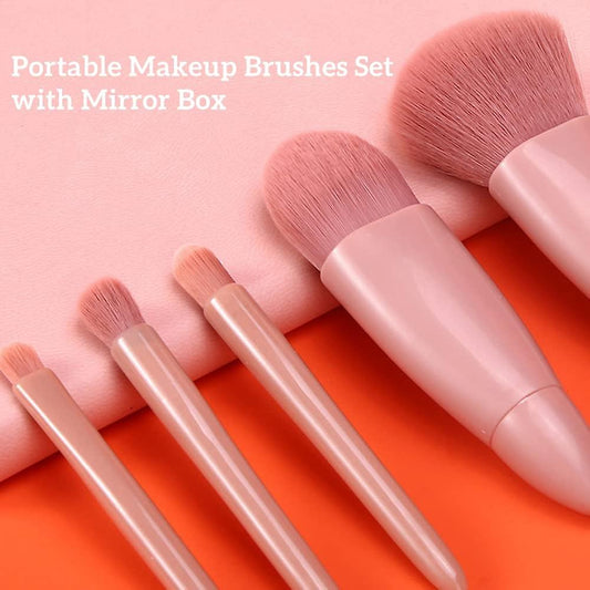 5 PCs Cosmetic Brush with mirror | Portable Makeup Brush Travel Friendly